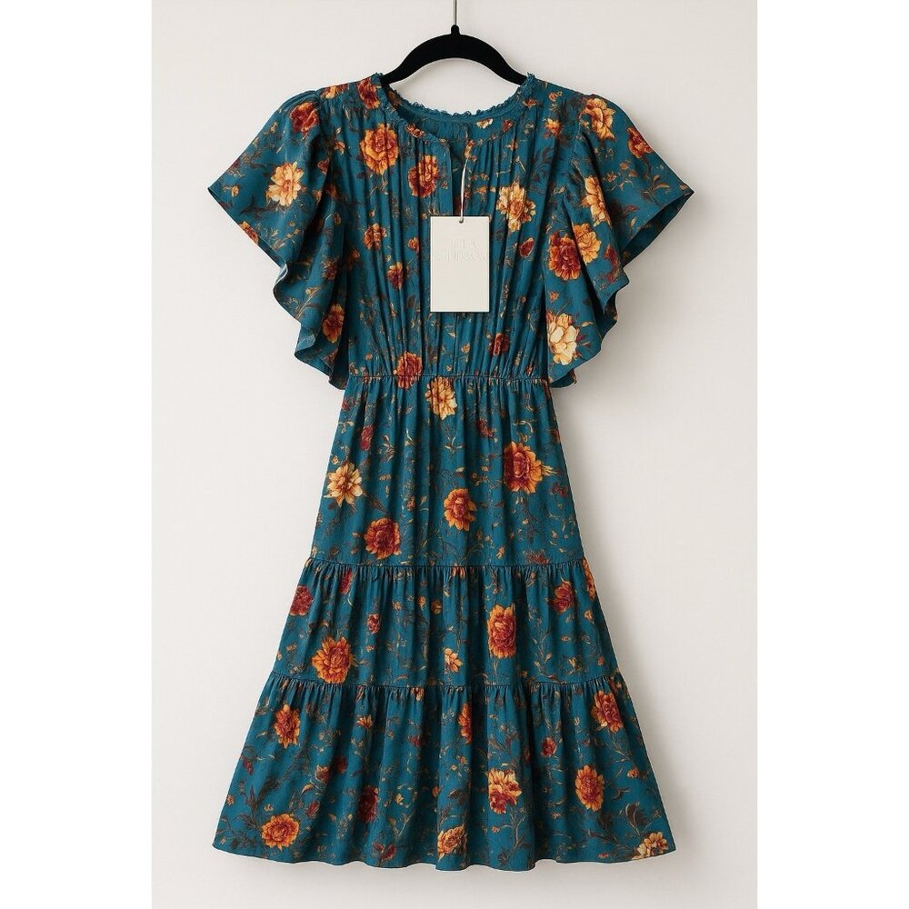 Ulla Johnson Ilaria Silk Dress Bluette Floral PF240130 NWT Size 0 Maxi Boho Tier - Picture 10 of 10